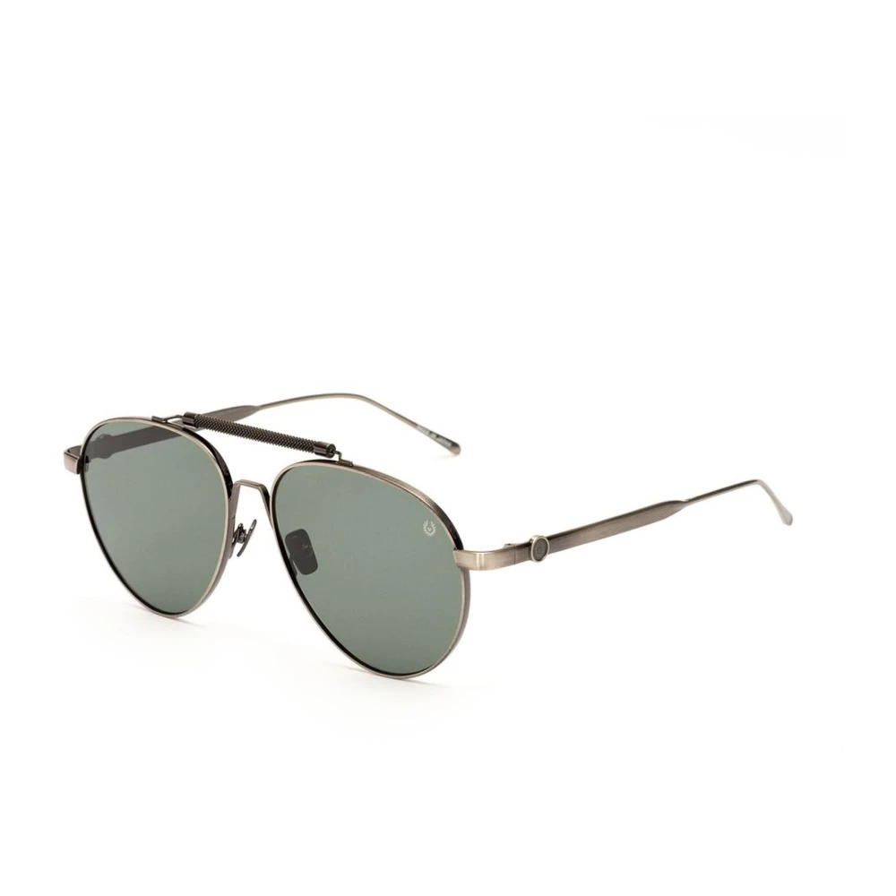 Belstaff Men's Gray Handmade Stainless Steel Sunglasses With Uv Protection