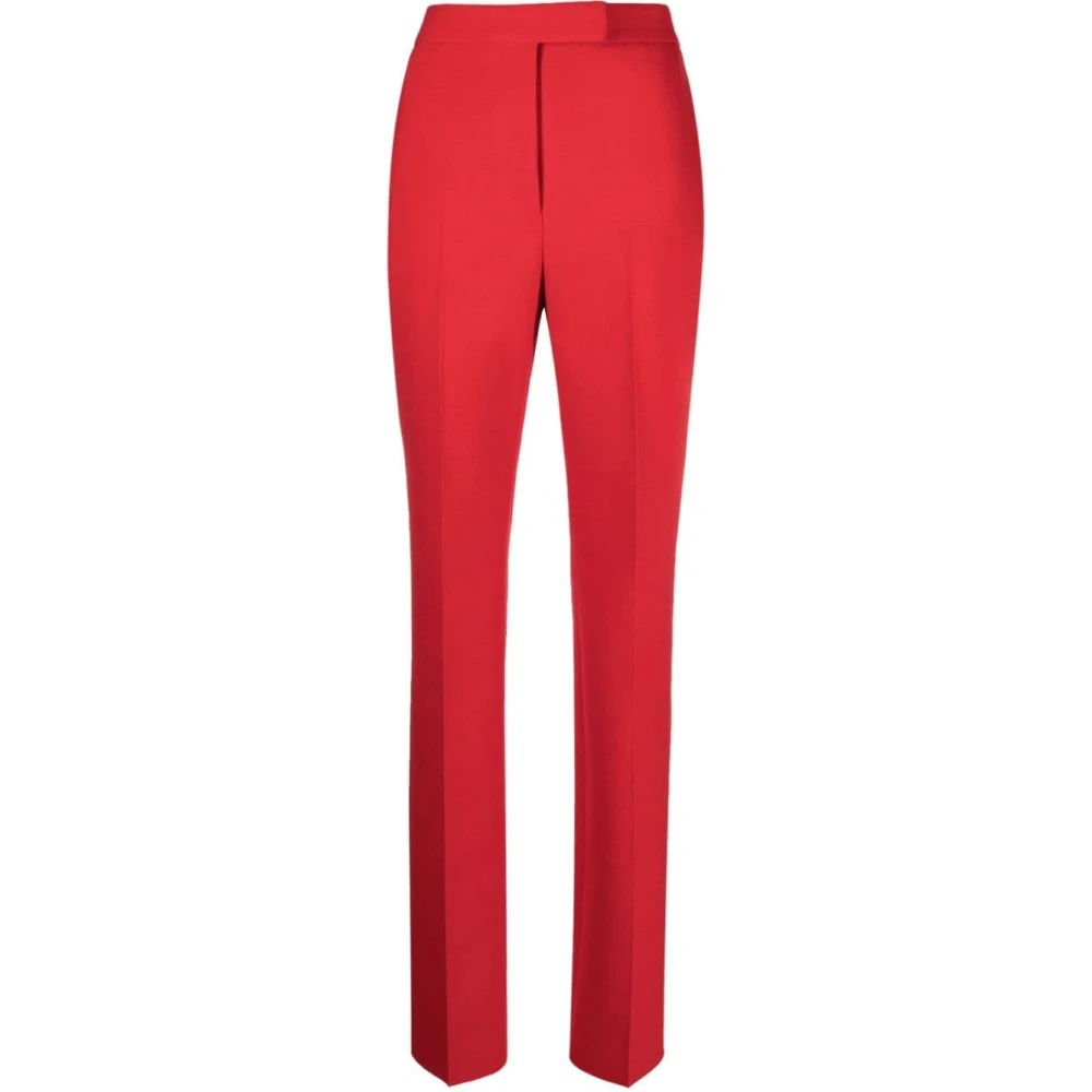 Salvatore Ferragamo Rode broek van zuivere wol met rechte pijpen Red Dames
