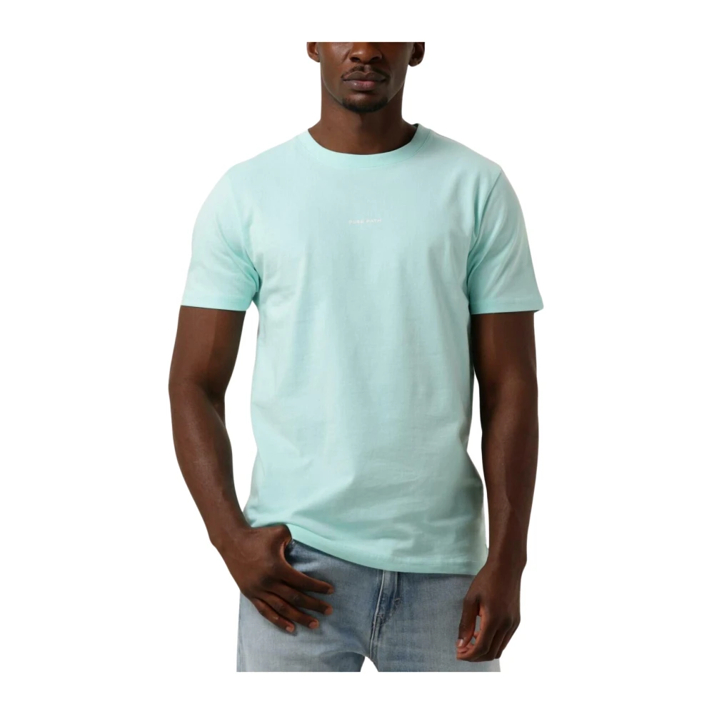 PURE PATH Heren Polo's & T-shirts Tshirt With Front And Back Print Blauw