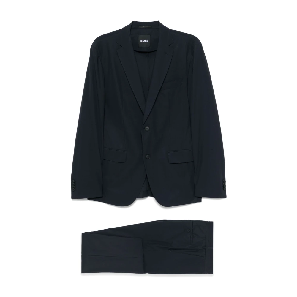 Hugo Boss Blauwe Jurk Met Voorknoopsluiting Achterventilatie Blue Heren