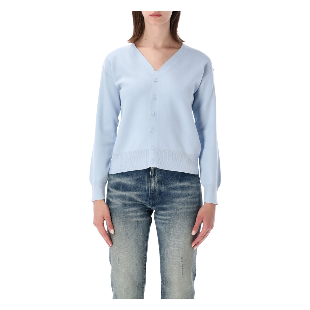 Mm6 Maison Margiela Women's Blue Cardigan Pressed - Cardigans - S - Knitwear