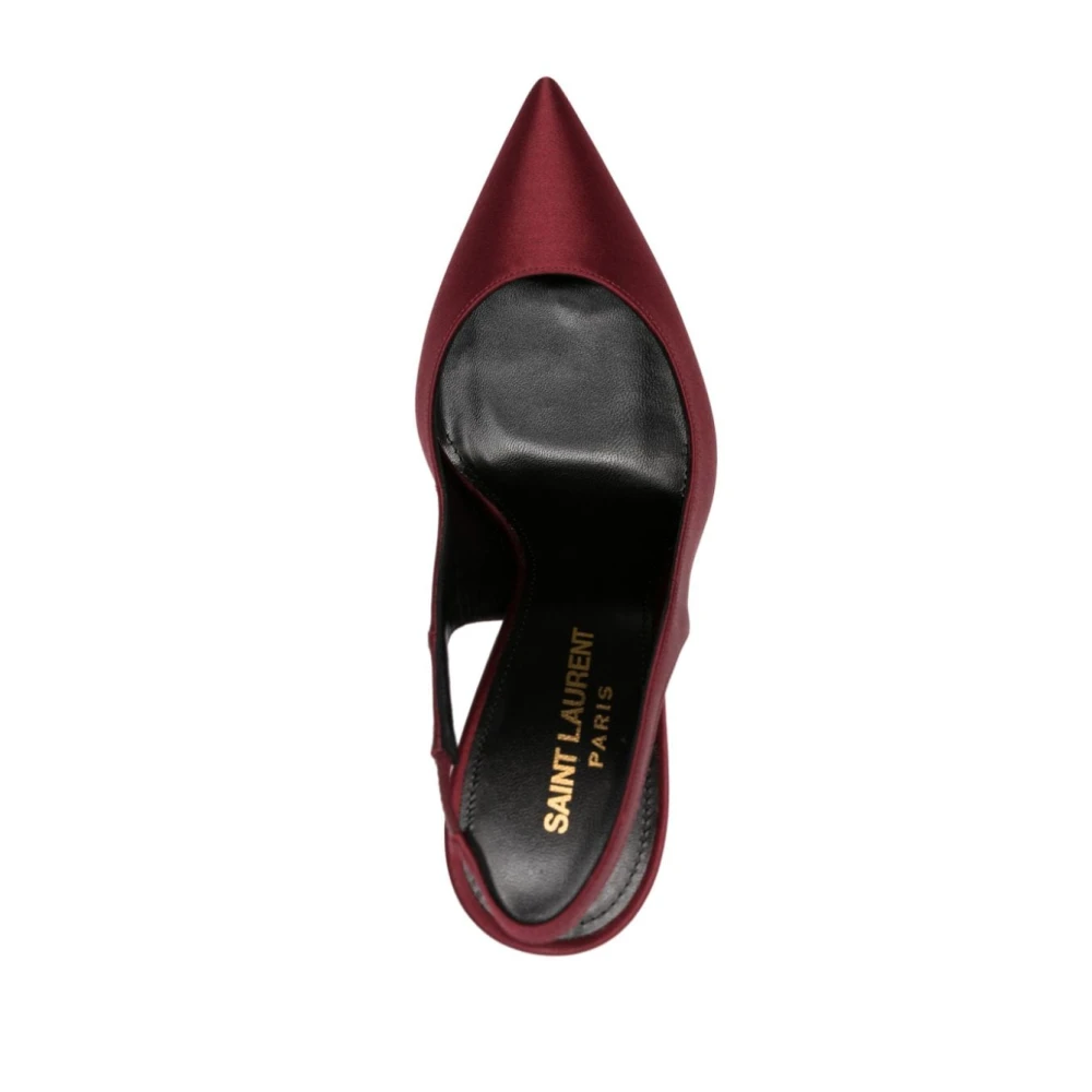 Saint Laurent Zoe Slingback Satin Pumps Brown Dames