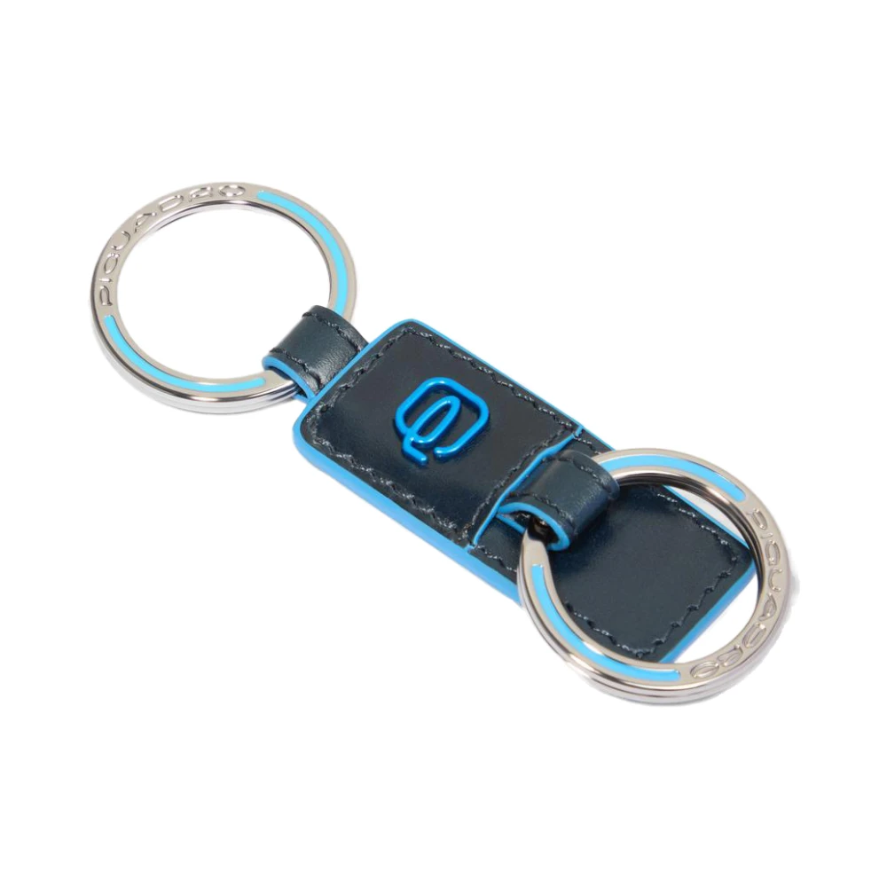 Piquadro Unisex Bleu Accessoires, Taille: One Size Porte-Clés En Cuir Avec Deux Anneaux