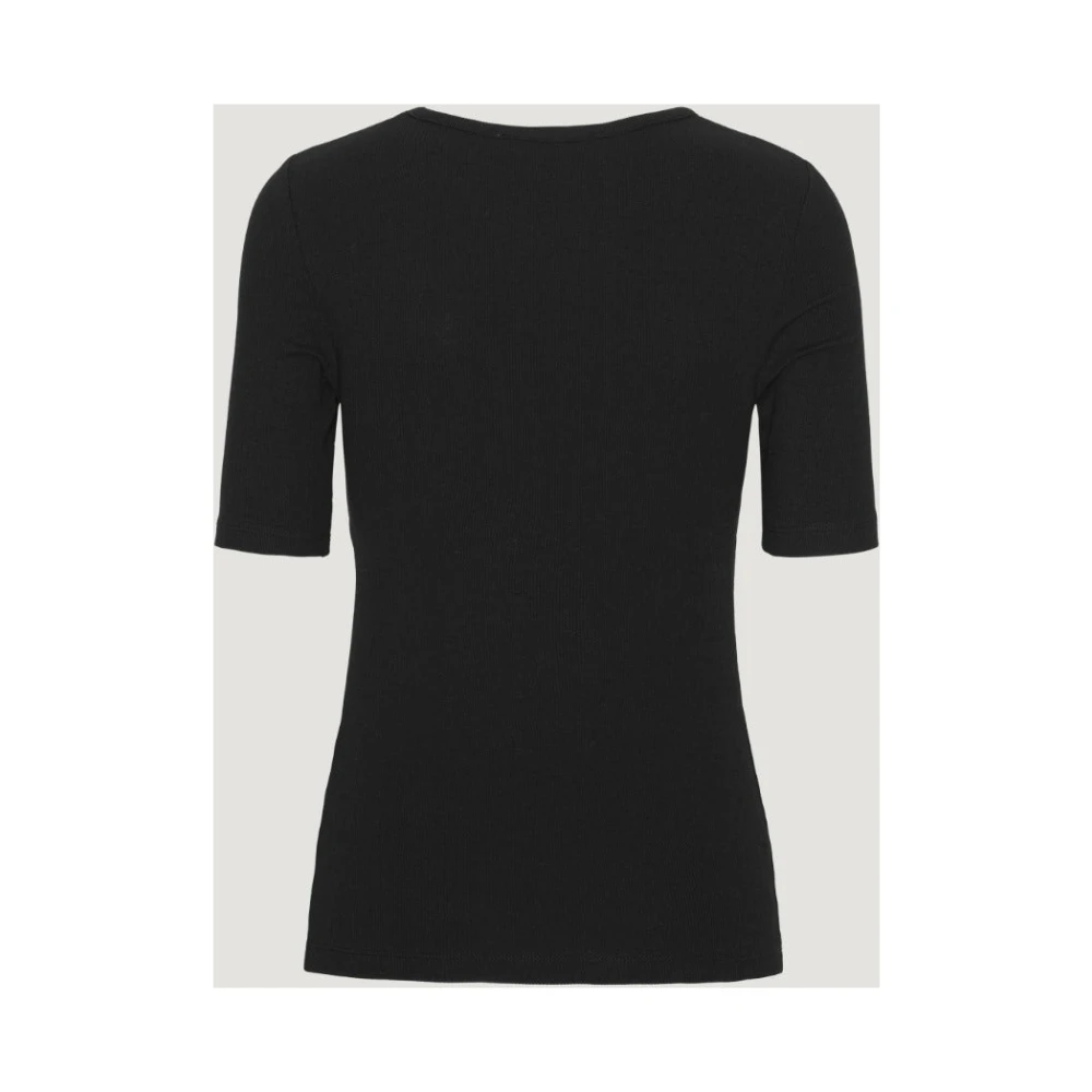 Remain Birger Christensen Zwart Rib Cut Out T-Shirt Black Dames