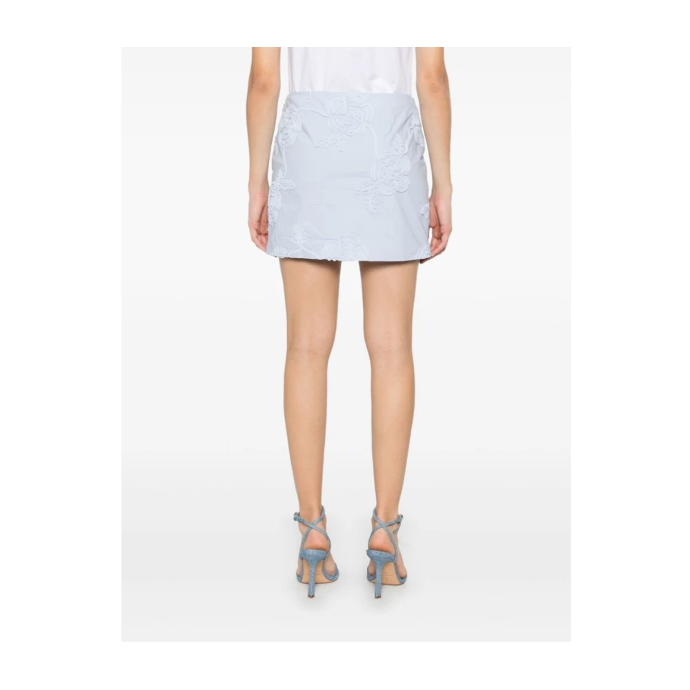 Rotate Birger Christensen Cotton Mini Rok Skyway Blue Dames