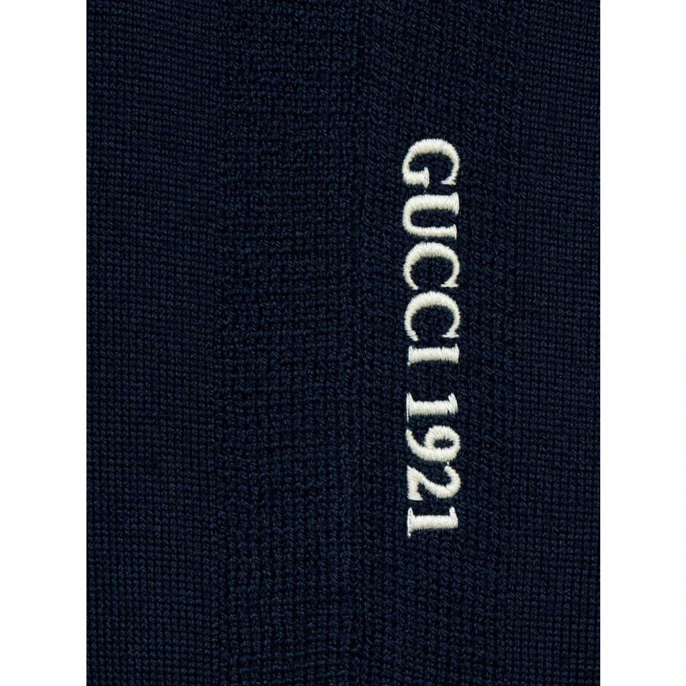 Gucci Donkerblauwe Sweater met Logo Borduursel Blue Heren