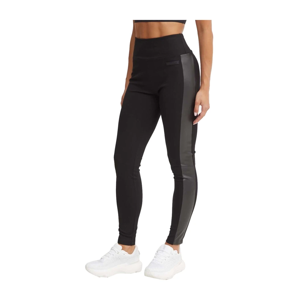 Emporio Armani EA7 Zwarte Leggings Hoge Taille Elastisch Materiaal Black Dames