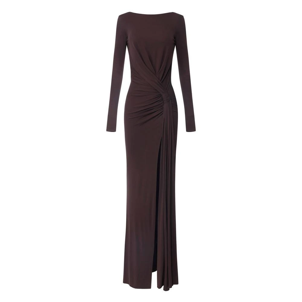 Elisabetta Franchi Brown Gowns, Female, Xs, Red Carpet Jersey Dress