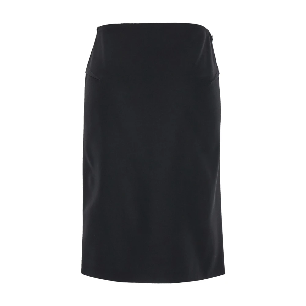 Versace Zwarte Stretch Wollen Rok Black Dames