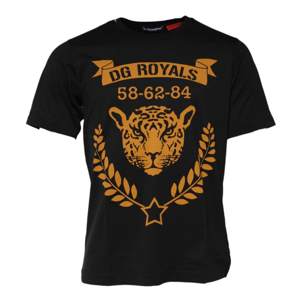Dolce & Gabbana Men's Black Dg Royals Cotton Crew Neck T-Shirt - T-Shirts - S - Tops