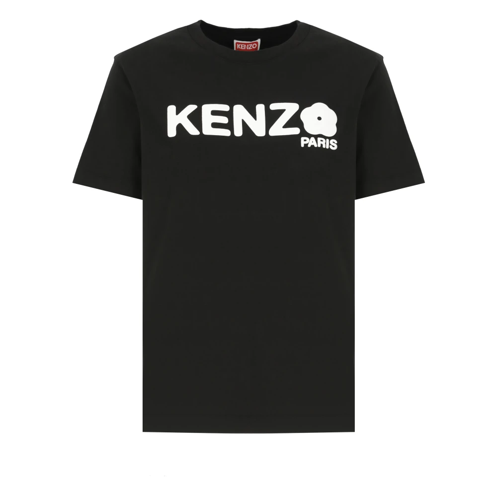 Kenzo Zwarte Bloemenlogo T-shirt Black Dames
