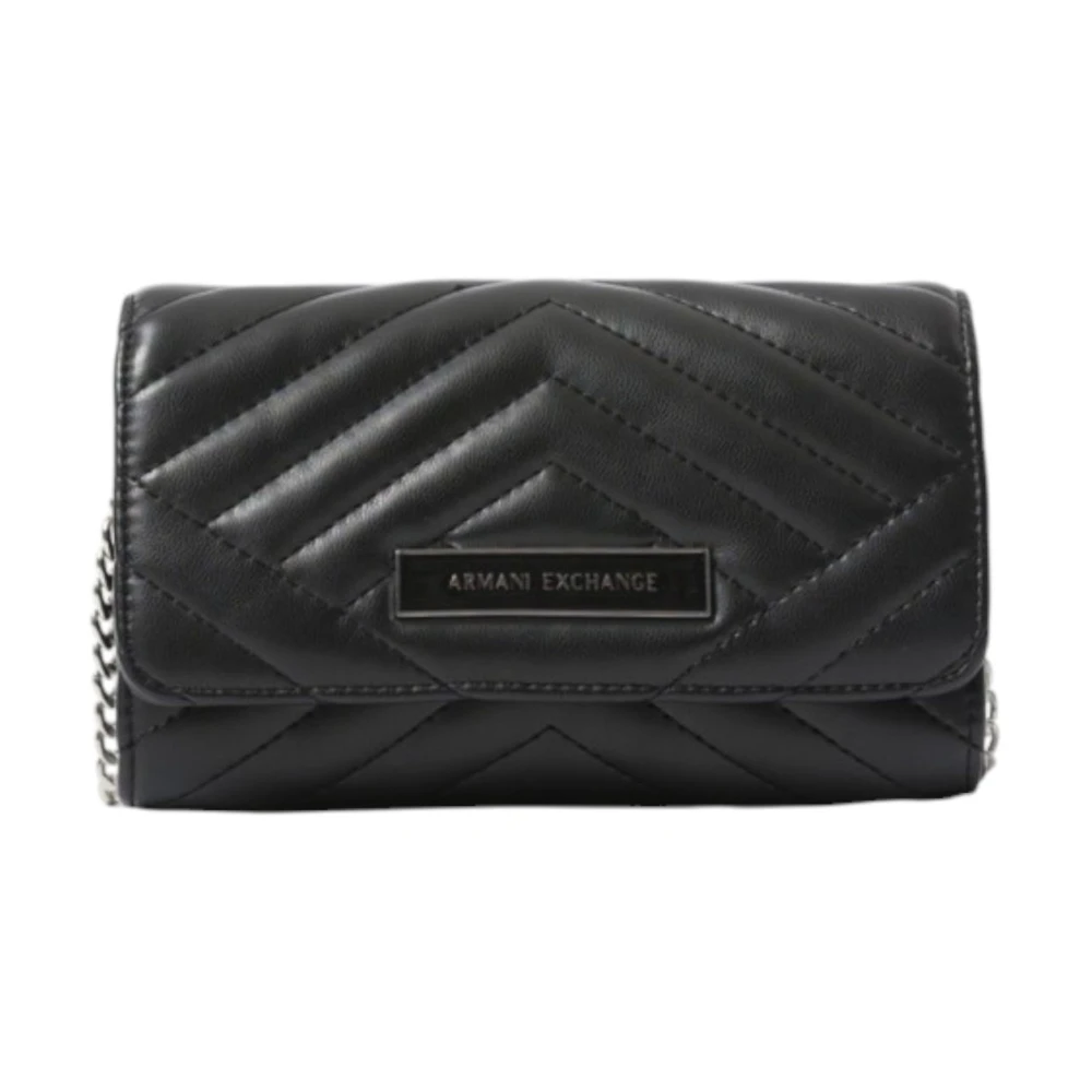 Armani Exchange Gewatteerde Zwarte Portemonnee met Merklogo Black Dames