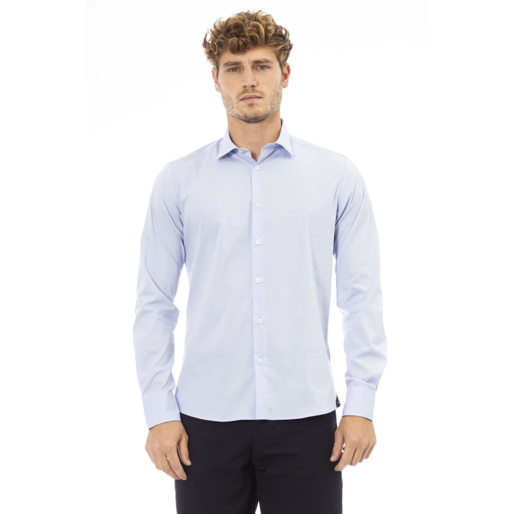 Baldinini Italiaans overhemd met Italiaanse kraag Blue Heren