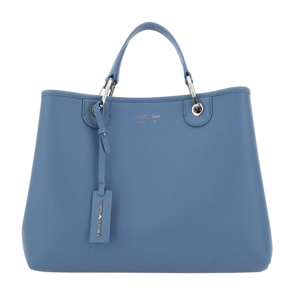 Emporio Armani Bedrukte Hertenleren Tas met Logo Blue Dames