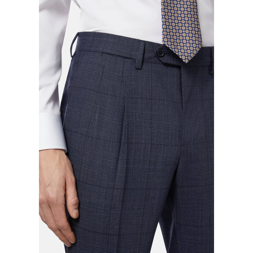 Boggi Milano Prince of Wales Check zuiver wollen pak Blue Heren