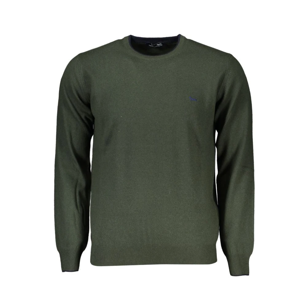 Harmont & Blaine Men's Green Designer Pullover With Round Neck - Round-Neck Knitwear - M - Knitwear