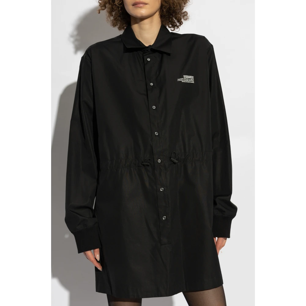 Dsquared2 Katoenen jurk met zakken Black Dames