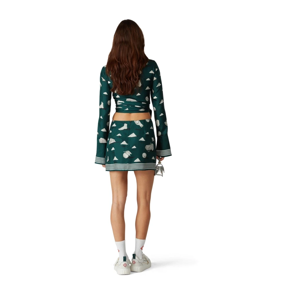 Casablanca Metaphysical zijden wikkelshirt Green Dames