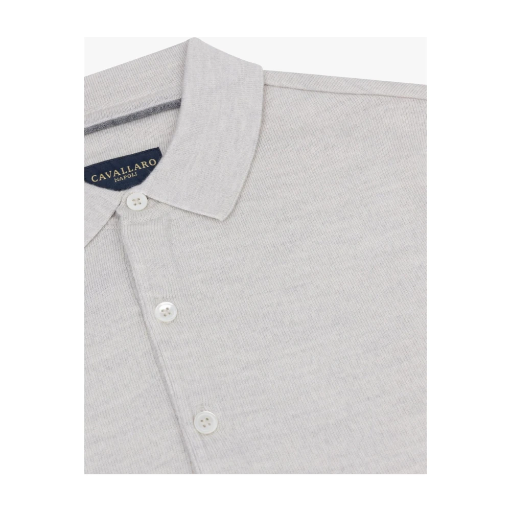 Cavallaro Merino Polo LS Creme Beige Heren