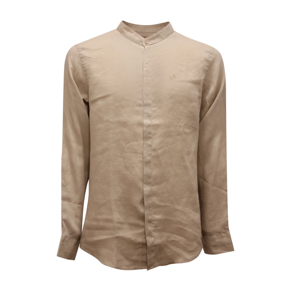 Armani Beige Coreana Regular Linen Shirt - Male - Casual Shirts - Xl - Shirts
