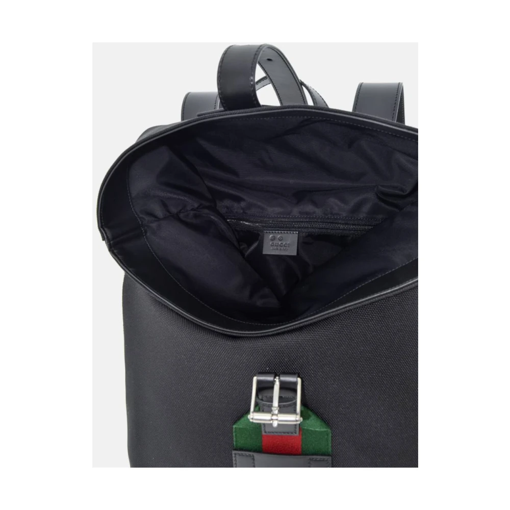 Gucci Zwarte Tribanda Rugzak met Leren Banden Black Unisex