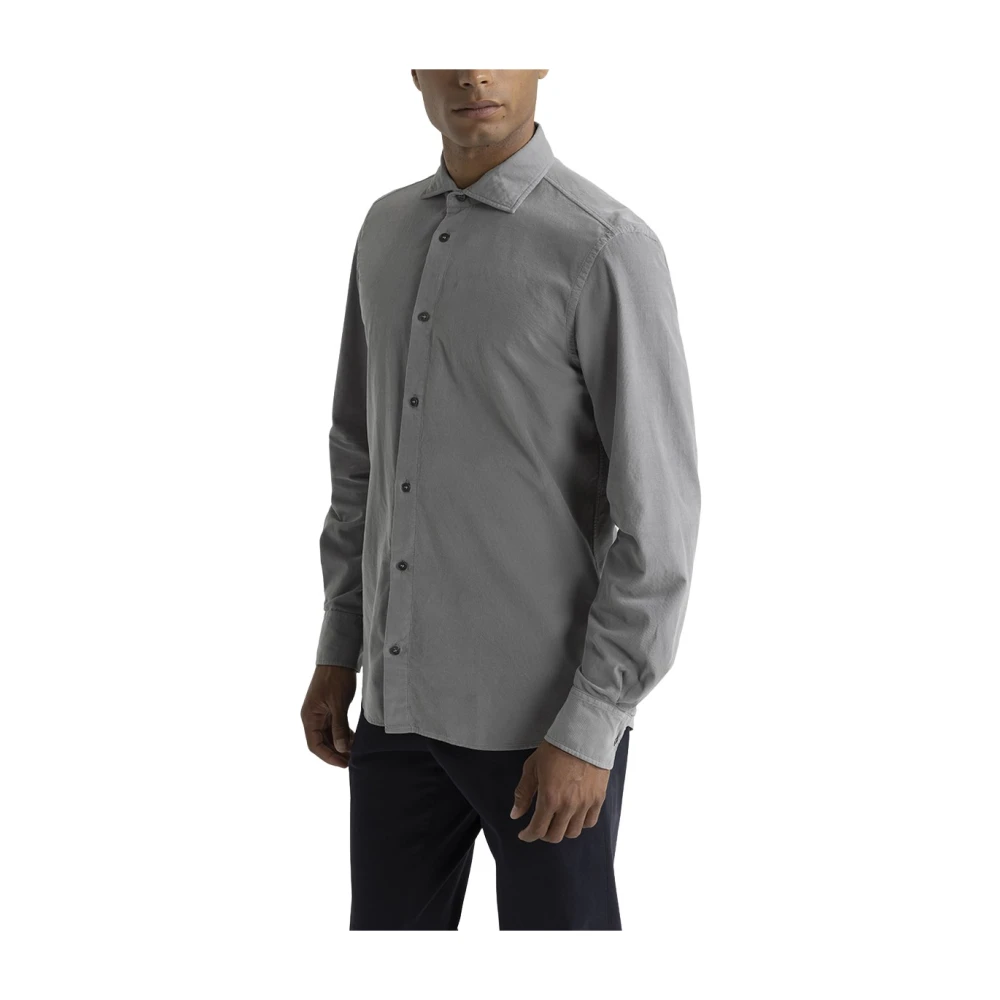 PESERICO Katoenen ribfluwelen overhemd Gray Heren