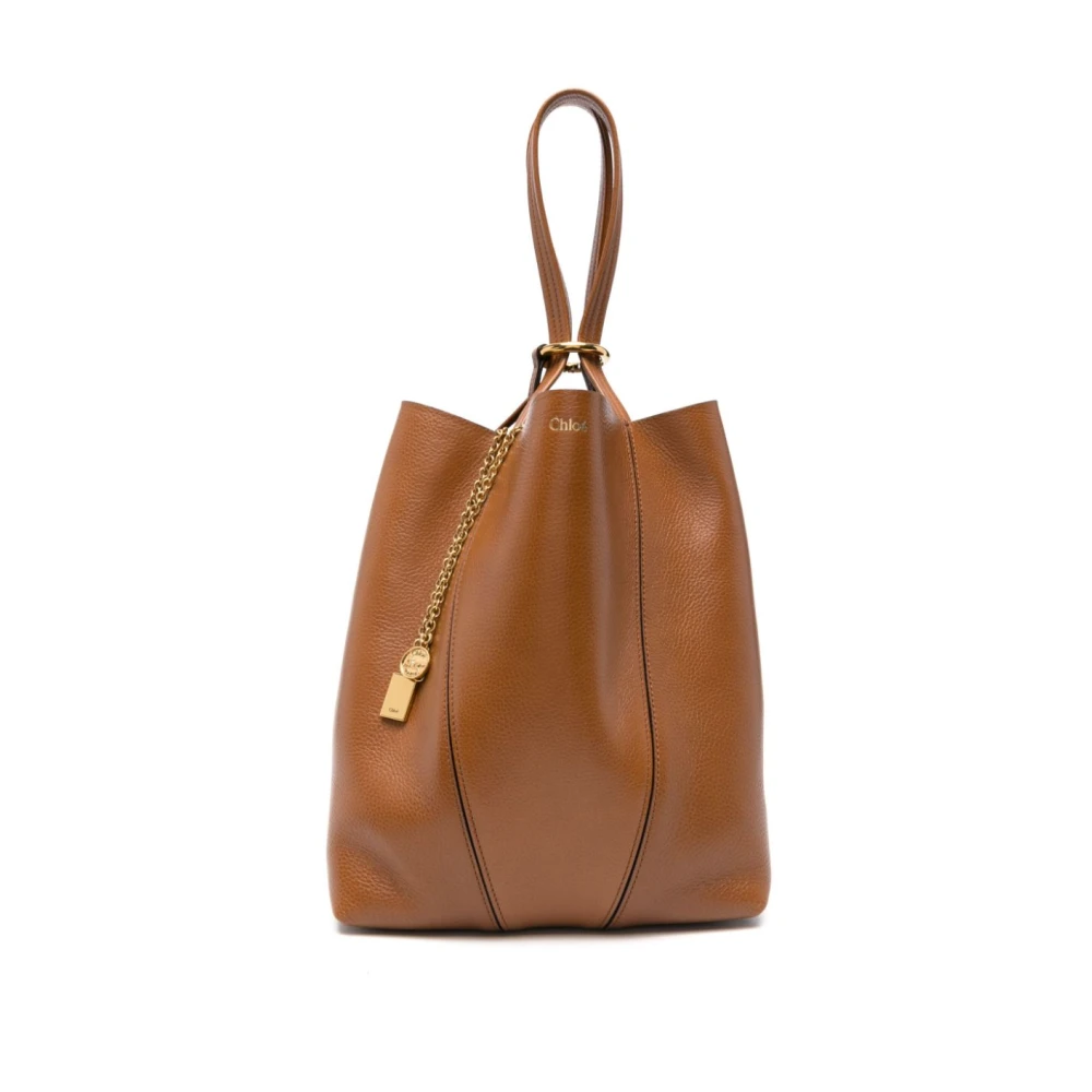 Chloé Moderne leren schoudertas met monogram hanger Brown Dames
