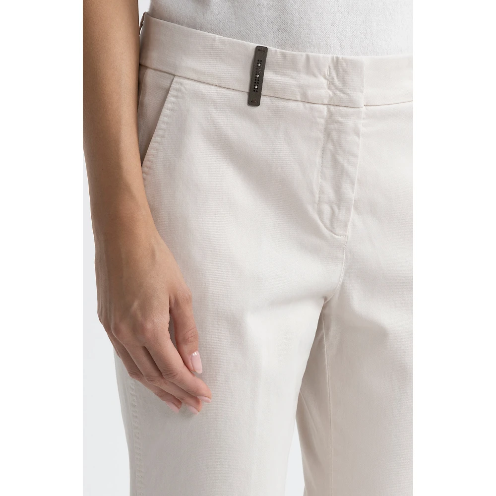 PESERICO Iconische 4718 katoen zijde gabardine en tencel broek Beige Dames