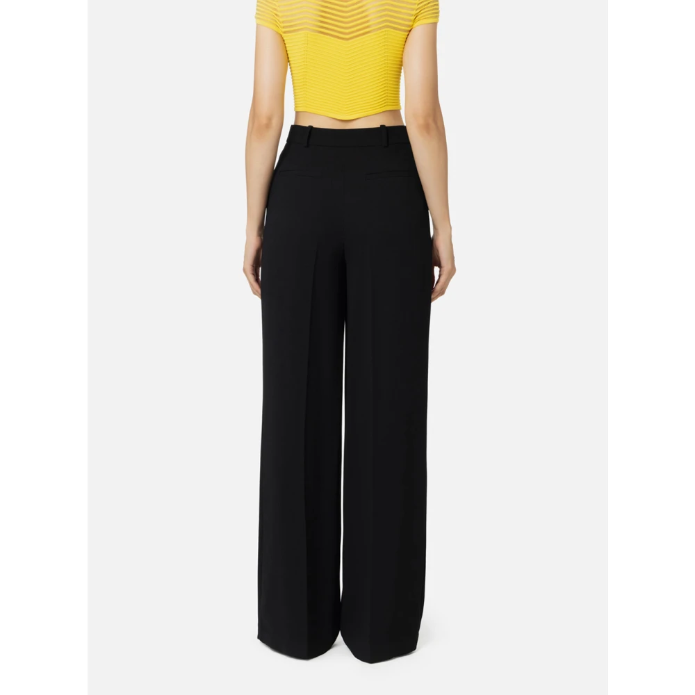 Elisabetta Franchi Zwarte Palazzo Broek Lichtgewicht Crêpe Black Dames