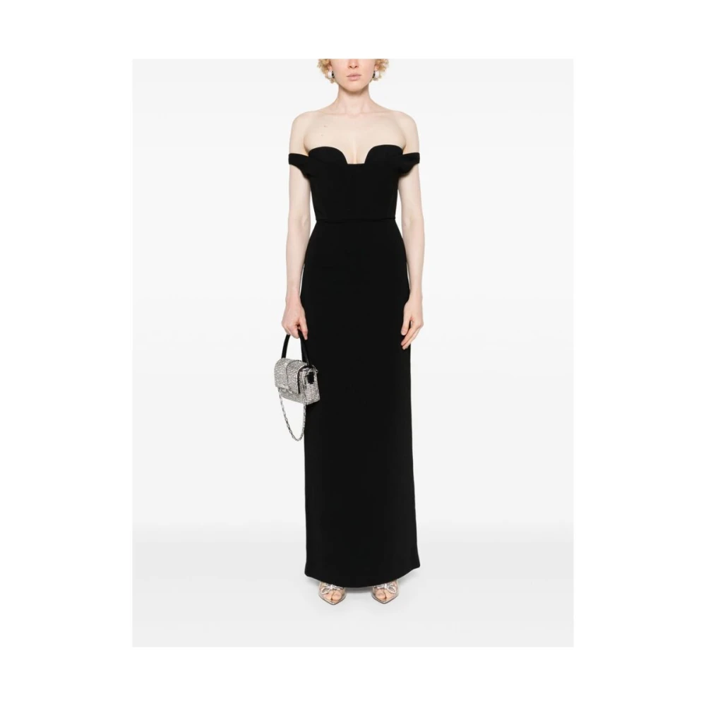 Solace London Zwarte Off-Shoulder Jurk met Sweetheart Hals Black Dames