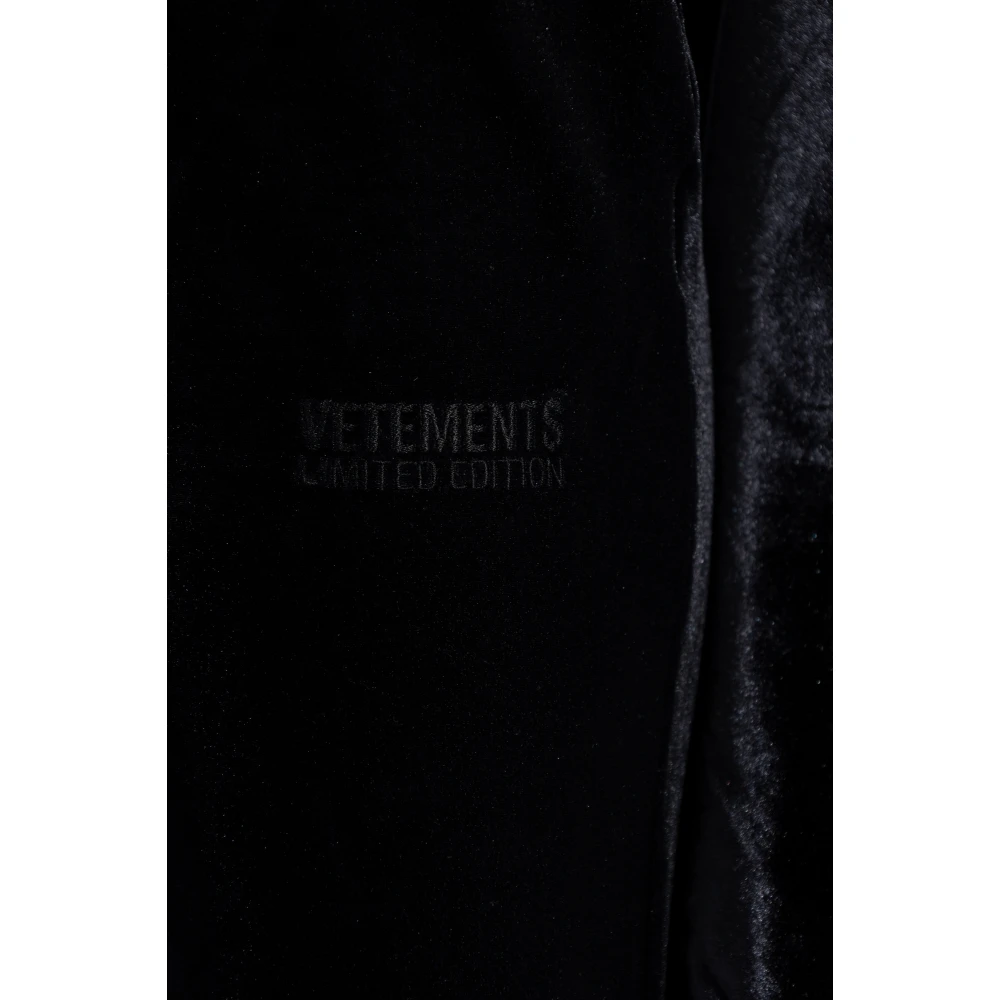 Vetements Fluwelen broek met logo Black Dames