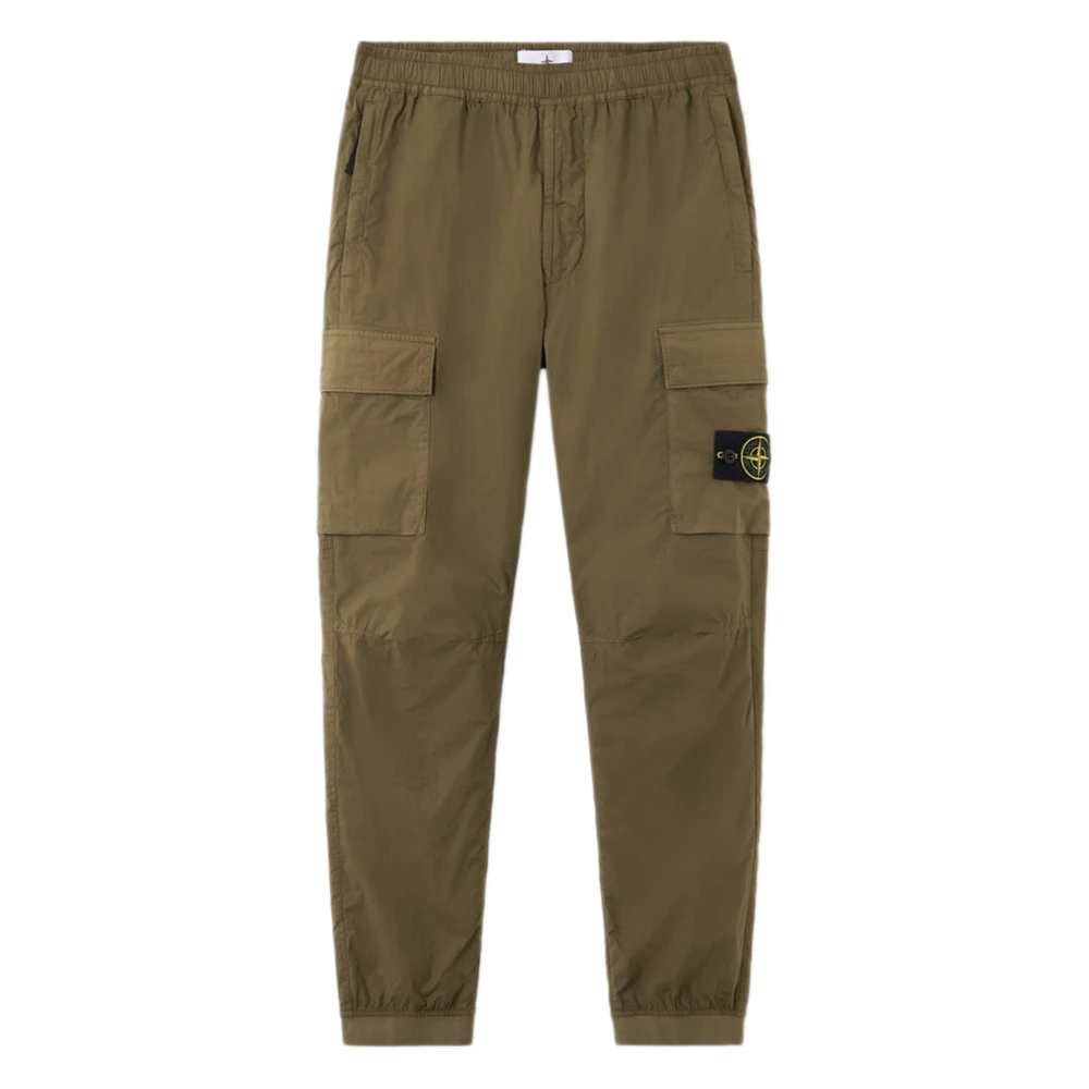 Stone Island , Slim-Fit Trousers, Male, Green, W32, Stretch Cotton Tela Paracadute Cargo Trousers