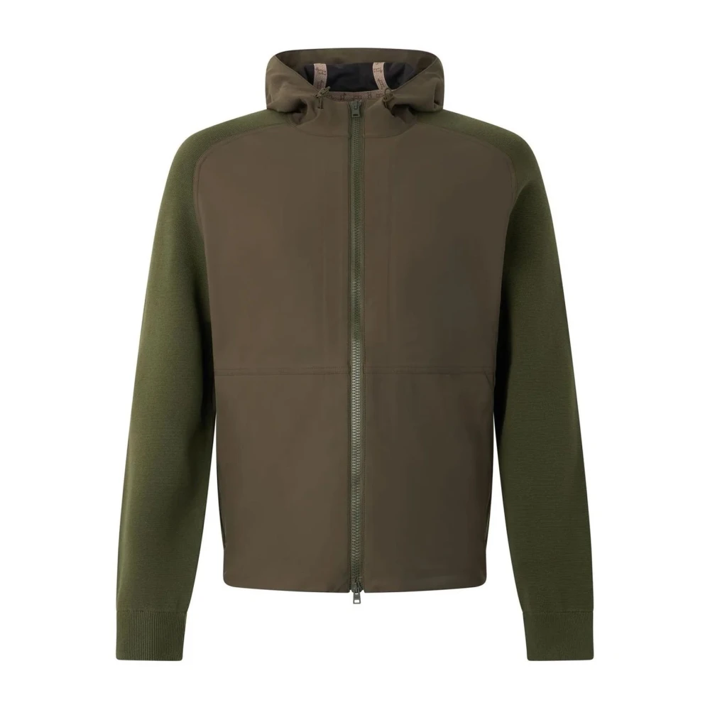 Herno Men's Green Light Jackets, L, Panelled Hooded Jacket