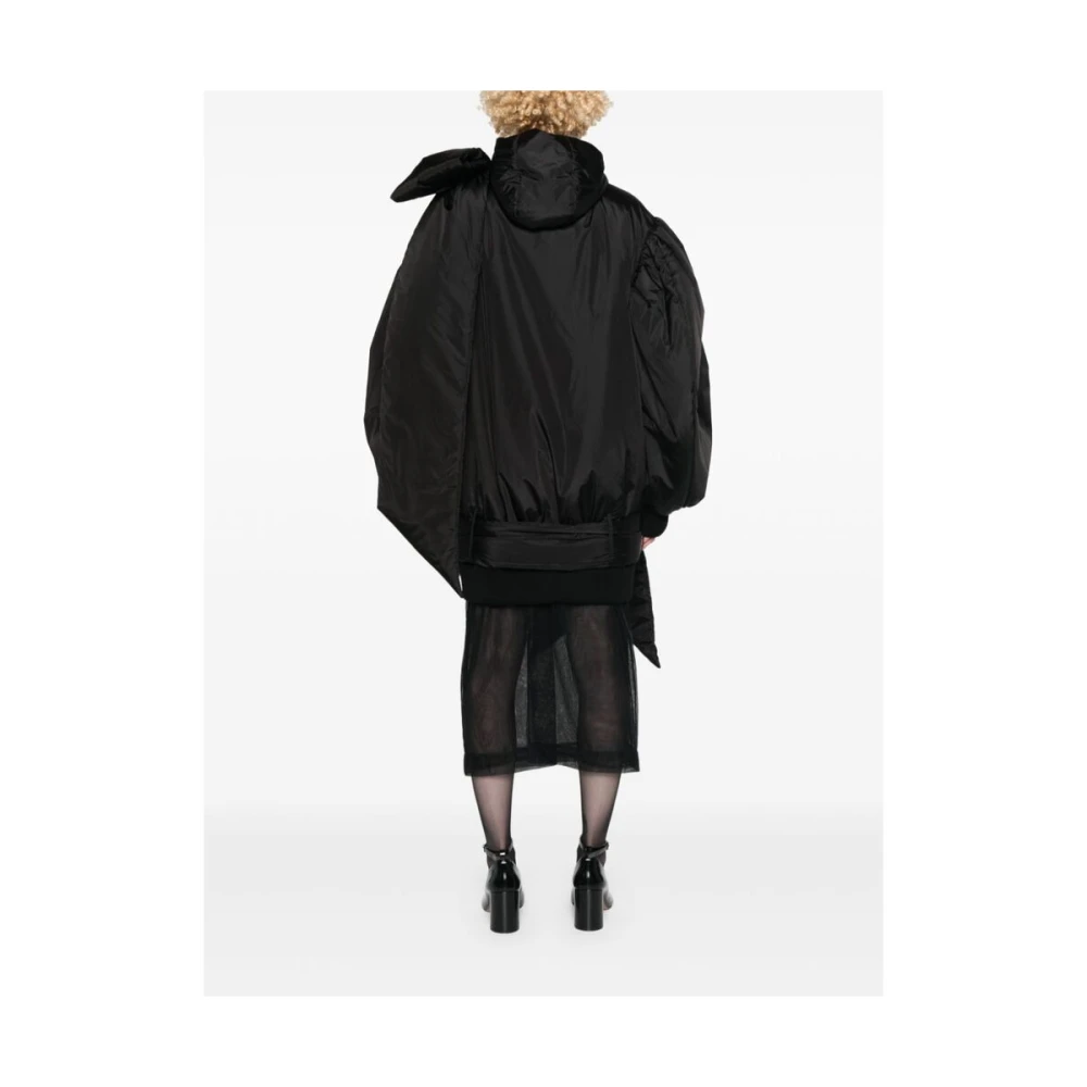 Simone Rocha Zwarte Gewatteerde Hoodie Strikdetail Black Dames