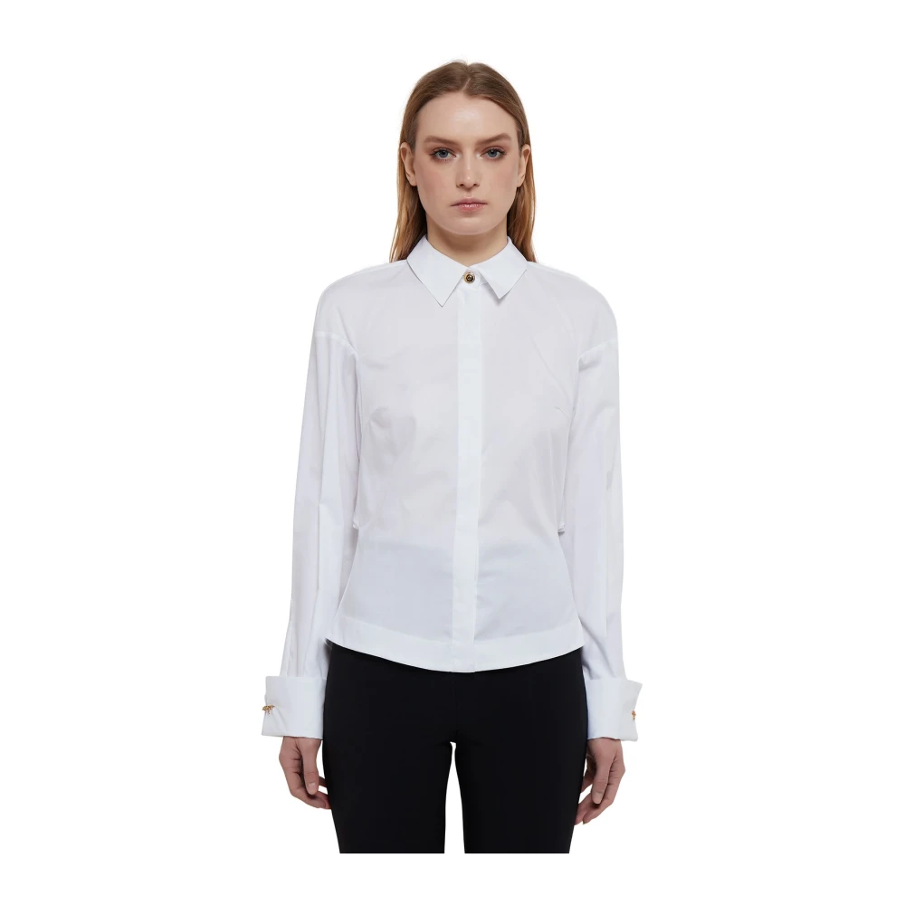 Elisabetta Franchi Gereserveerd katoenen overhemd met logo White Dames