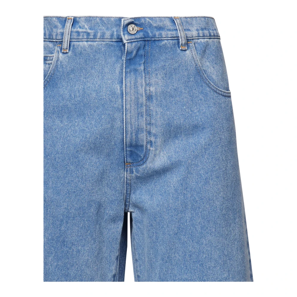 Marni Blauwe Katoenen Broek met Logo Applicatie Blue Heren