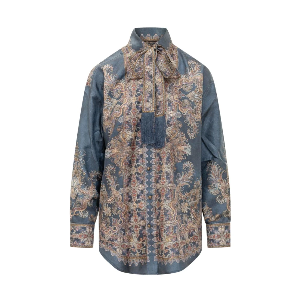 Zimmermann Women's Blue Valiant Relaxed Navy Silk Shirt - Image 5