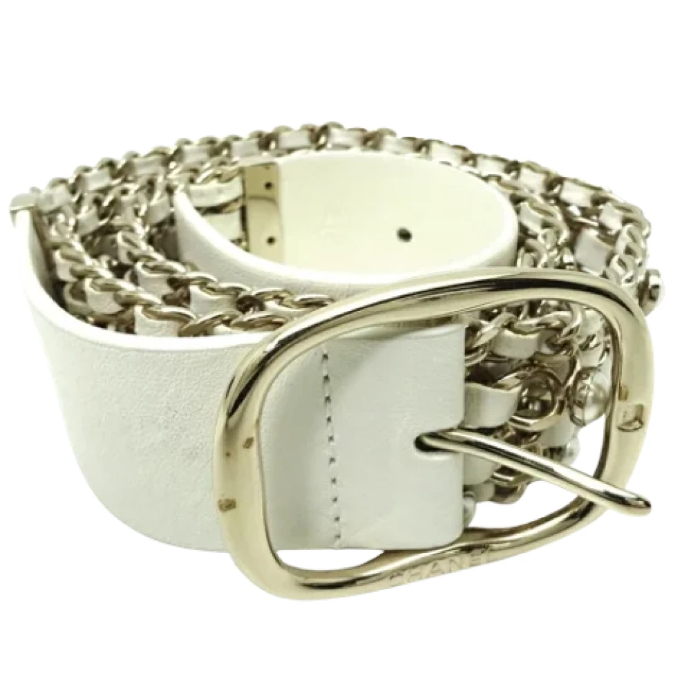 Chanel Vintage Pre-owned Leather belts White Dames