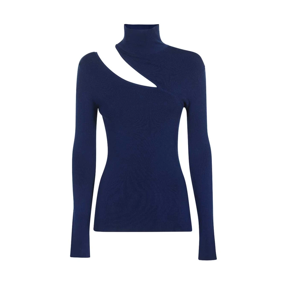 Dondup Gebreide viscose-blend top met uitsnijdingen Blue Dames