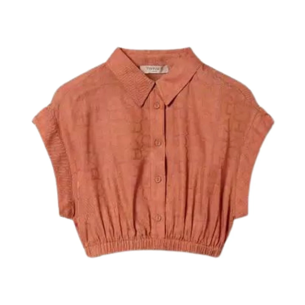 Twinset Jacquard cropped top Nora camel