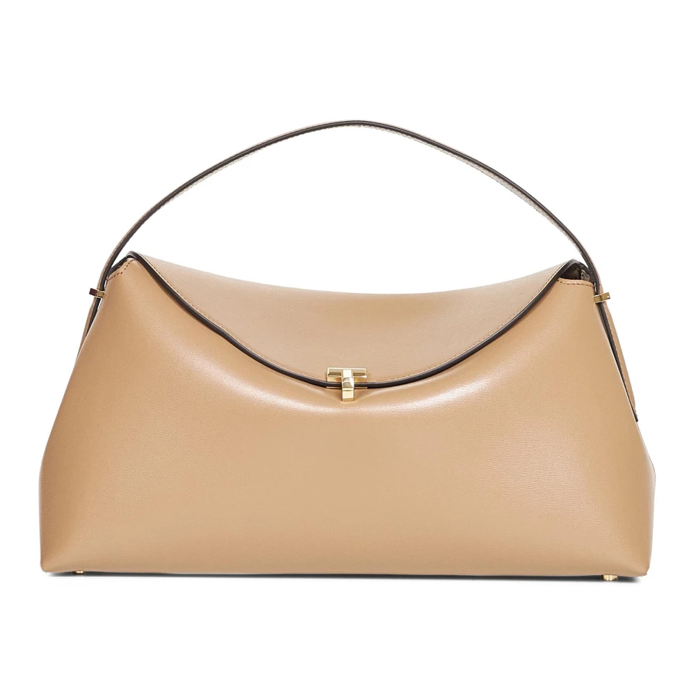 Totême Women's Brown Handbags, One Size, T-Lock Leather Top Handle