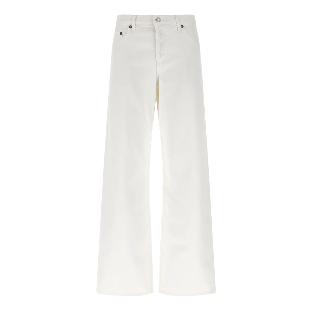 Agolde Women's White Wide Trousers, W25, Low Rise Loose Jeans