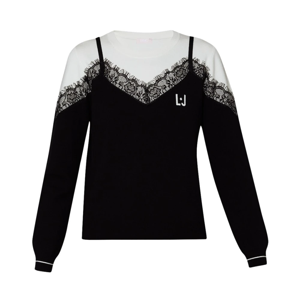 Liu Jo Donna Nero Top Con Dettagli In Pizzo