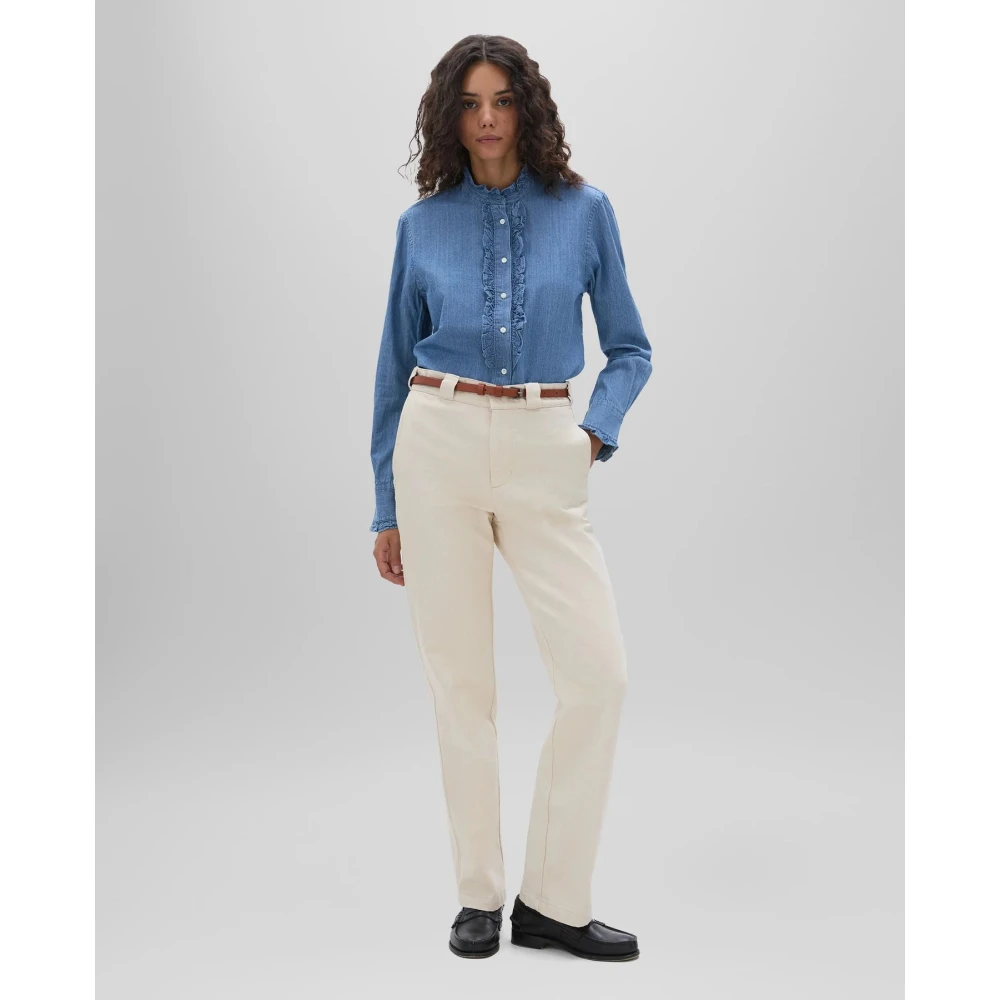 Aspesi Blouse met geplooide mandarijnkraag Blue Dames