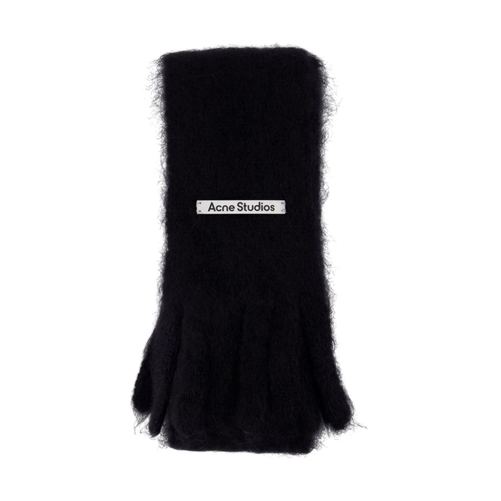 Acne Studios Unisex Black Winter Scarves, One Size, Skinny Logo Scarf