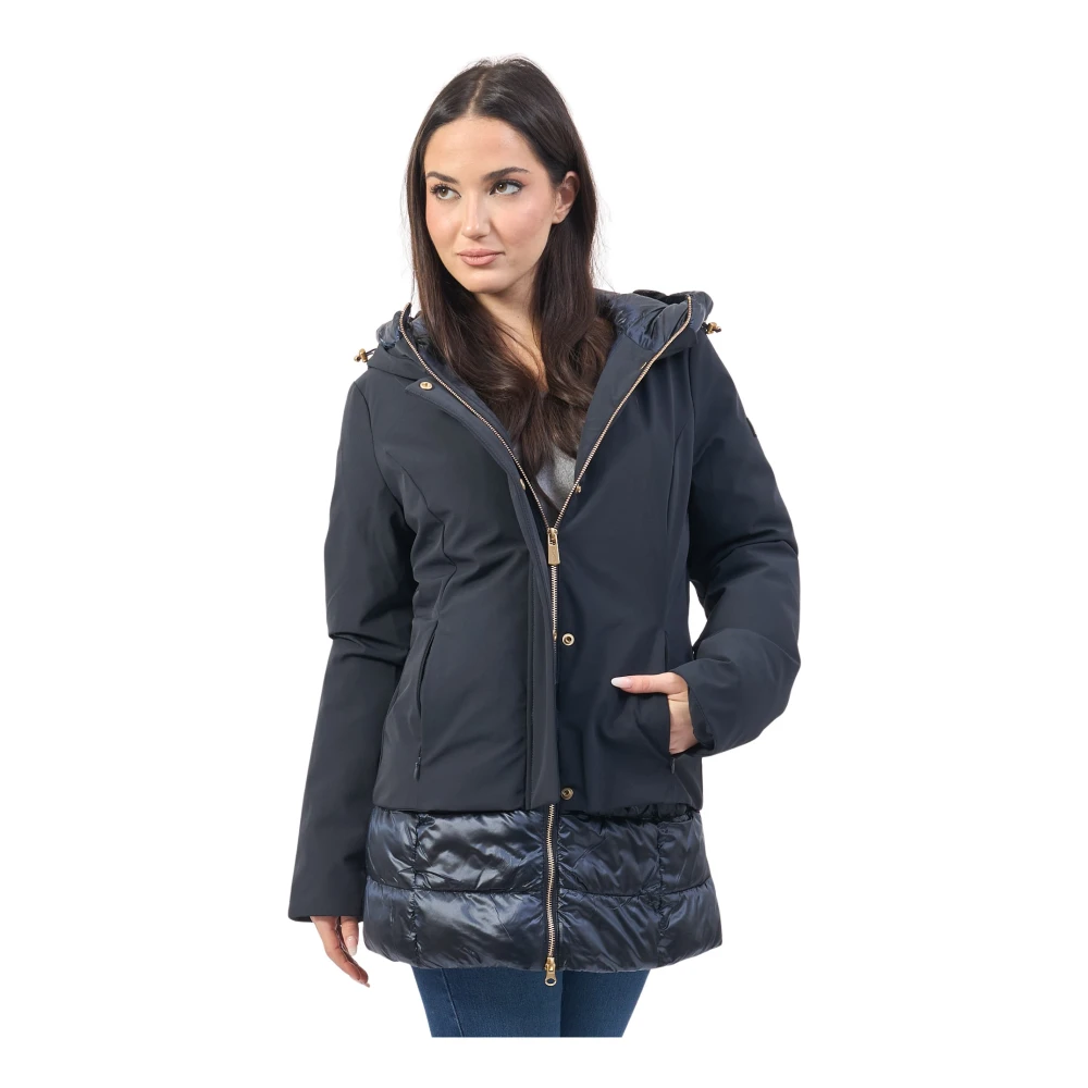 YES ZEE Blauwe Gewatteerde Hoodiejas Blue Dames