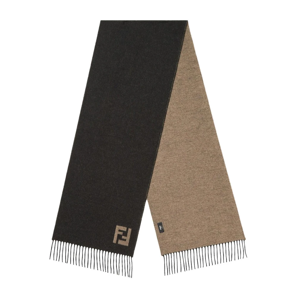 Fendi Herren Schwarz Ff Logo Wendbarer Wollschal