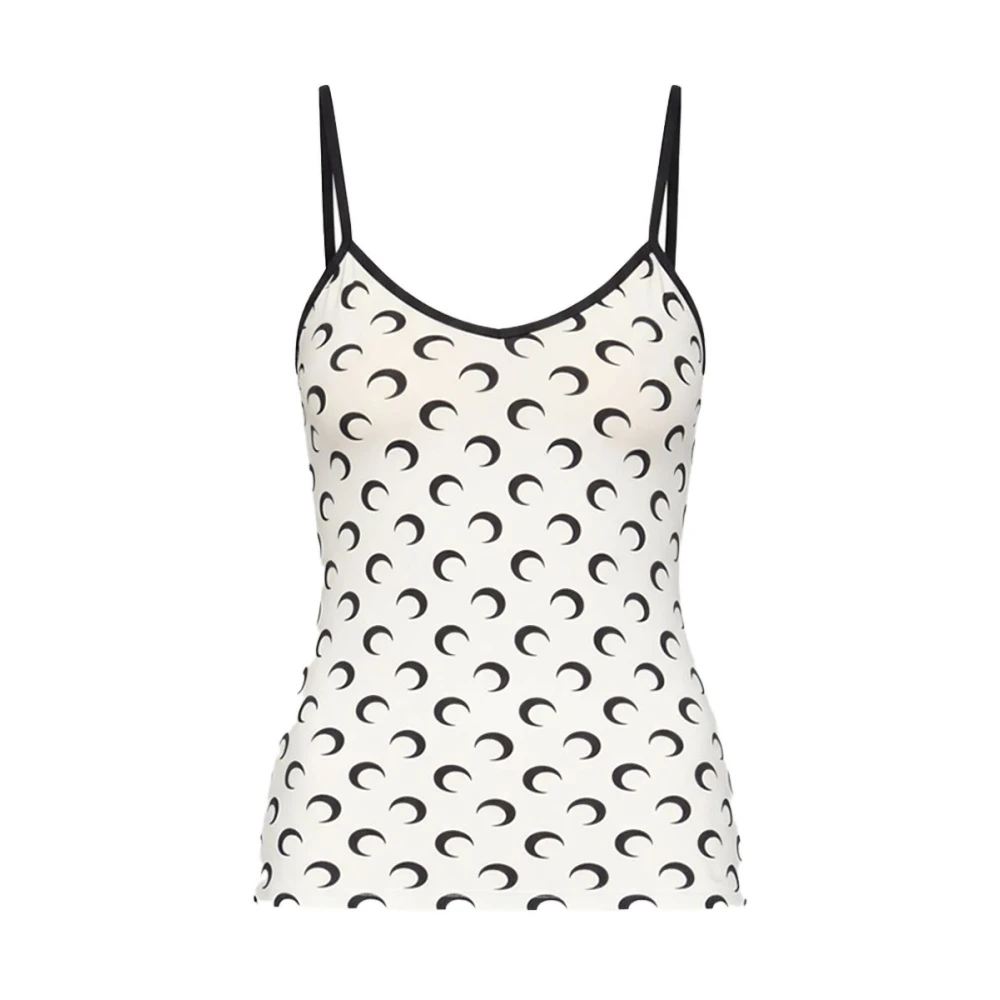 Marine Serre Women's White Moon Printed Jersey Straps Top - Sleeveless Tops - L - Tops