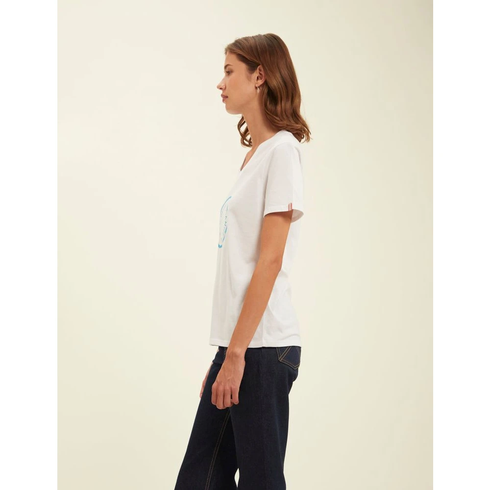 Ines De La Fressange Paris Witte V-hals T-shirt met print White Dames