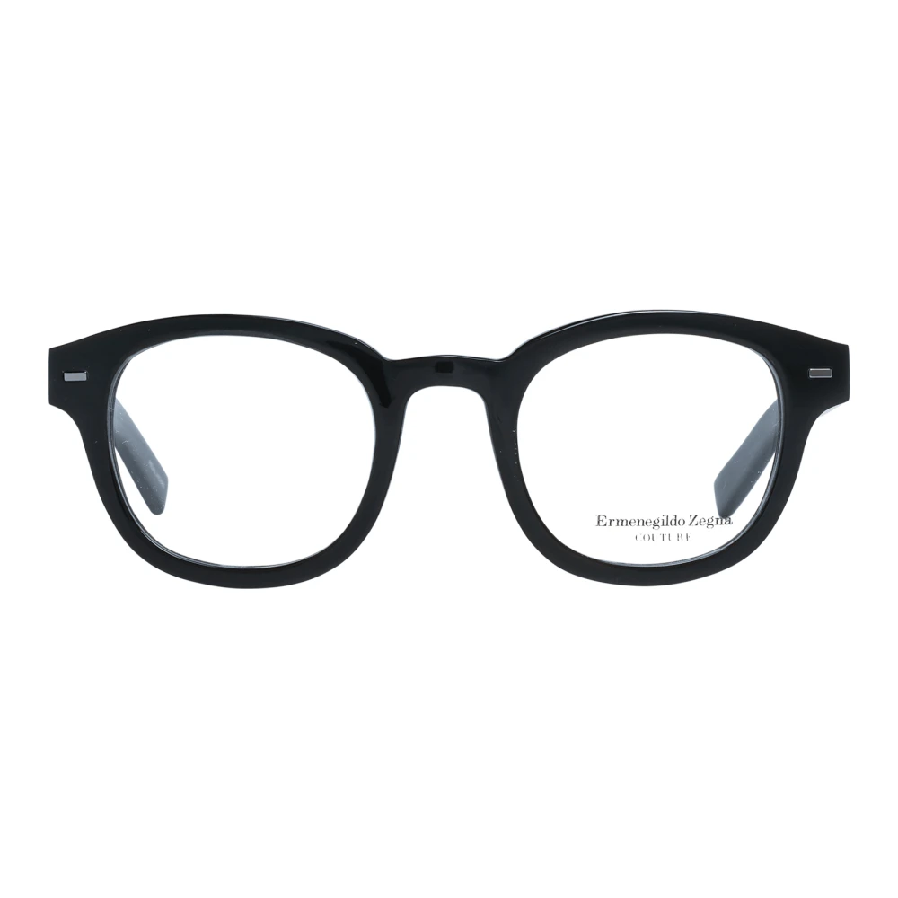 Ermenegildo Zegna Zwarte Ronde Optische Brillen Black Heren